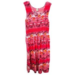 Hawaii Midi Dress Tropical Hawaiian Smocked Palm Pink Vacation Beach Coastal 248